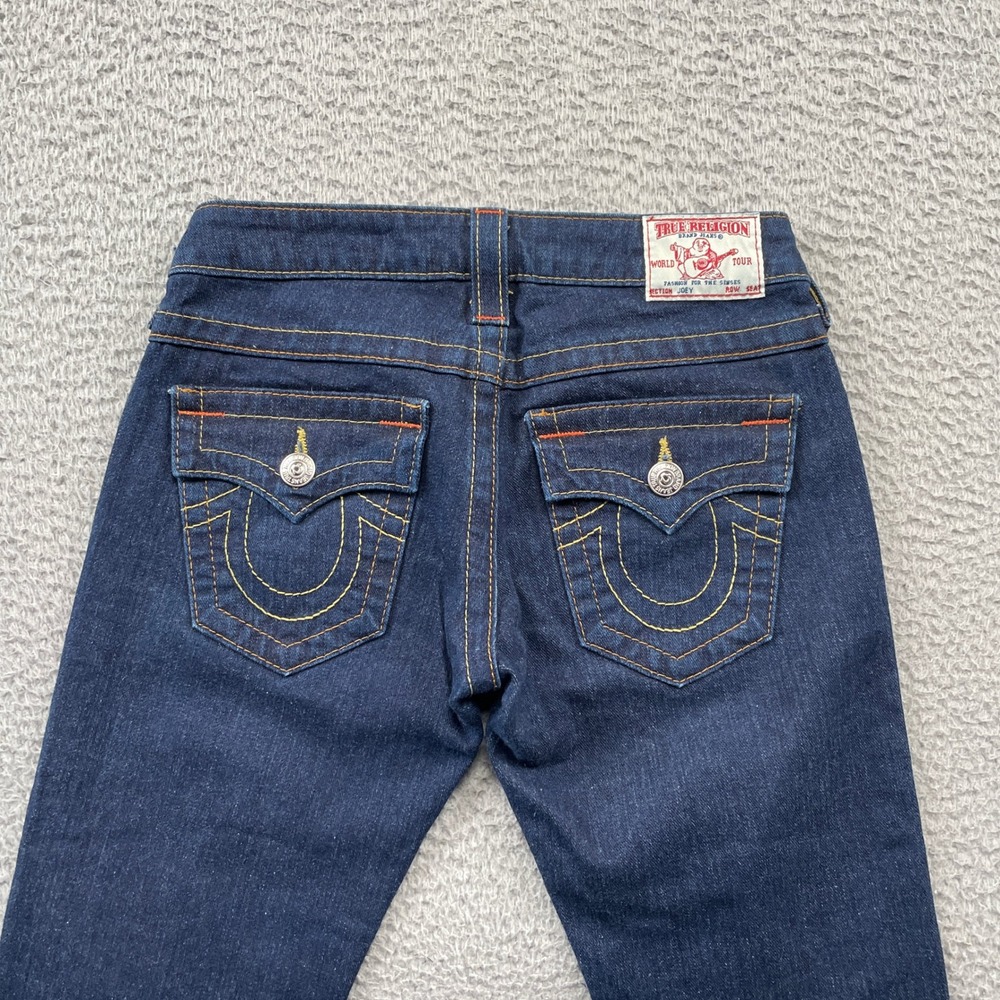True Religion Jeans Womens 25 Blue Joey Flare Low Rise Horseshoe Pockets Denim - Picture 10 of 11